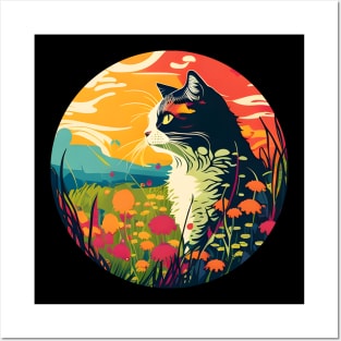 Cat In The Sunset - Filled With Flowers - Love Cats Posters and Art